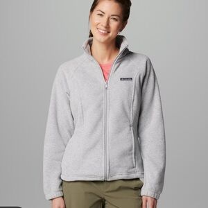 Columbia Women’s Light Gray Full-Zip Teddy Fleece Jacket